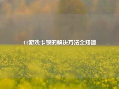 CF游戏卡顿的解决方法全知道