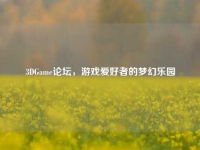3DGame论坛，游戏爱好者的梦幻乐园