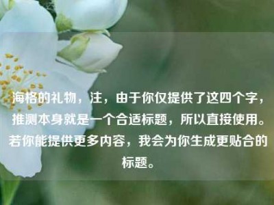 海格的礼物,注,由于你仅提供了这四个字,推测本身就是一个合适标题,所以直接使用。若你能提供更多内容,我会为你生成更贴合的标题。