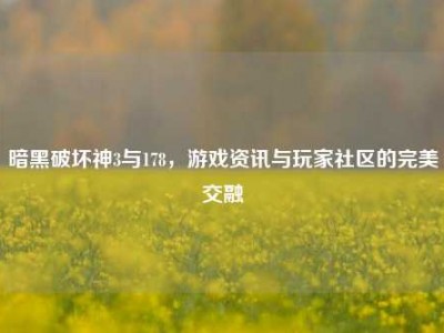 暗黑破坏神3与178，游戏资讯与玩家社区的完美交融