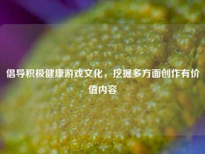 倡导积极健康游戏文化，挖掘多方面创作有价值内容