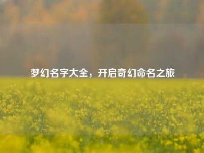 梦幻名字大全,开启奇幻命名之旅