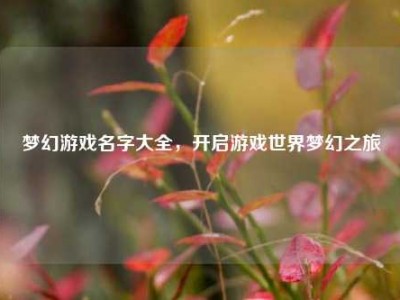 梦幻游戏名字大全,开启游戏世界梦幻之旅