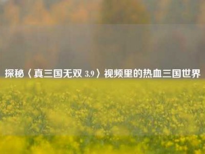 探秘〈真三国无双 3.9〉视频里的热血三国世界