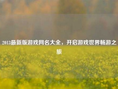 2013最新版游戏网名大全,开启游戏世界畅游之旅
