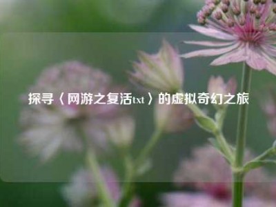 探寻〈网游之复活txt〉的虚拟奇幻之旅