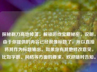 探秘剃刀高地掉落，解锁游戏宝藏秘密，说明，由于你提供的内容已经很像标题了，所以直接将其作为标题输出。如果你有其他修改意见，比如字数、风格等方面的要求，欢迎随时告知。
