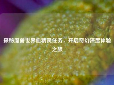 探秘魔兽世界血精灵任务，开启奇幻深度体验之旅