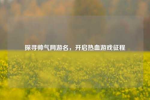探寻帅气网游名,开启热血游戏征程
