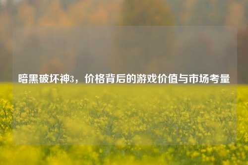 暗黑破坏神3,价格背后的游戏价值与市场考量