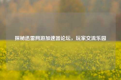 探秘迅雷网游加速器论坛,玩家交流乐园