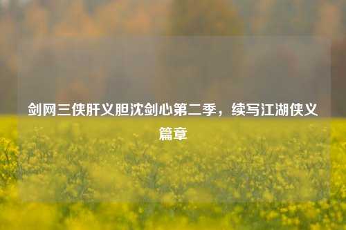 剑网三侠肝义胆沈剑心第二季,续写江湖侠义篇章