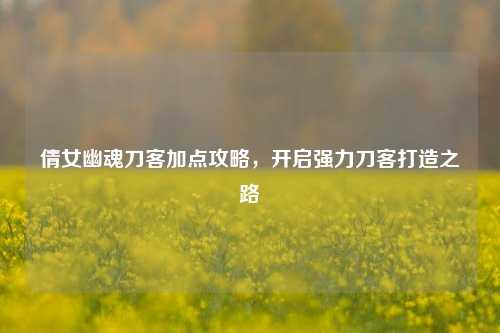 倩女幽魂刀客加点攻略,开启强力刀客打造之路