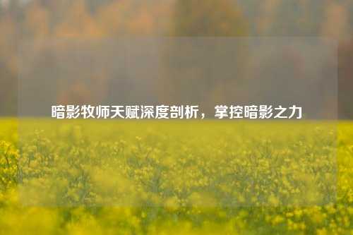 暗影牧师天赋深度剖析,掌控暗影之力