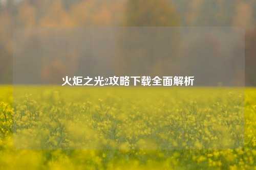 火炬之光2攻略下载全面解析