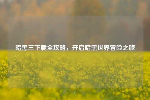 暗黑三下载全攻略,开启暗黑世界冒险之旅