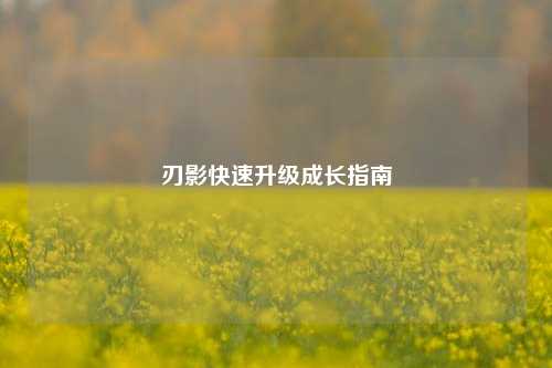 刃影快速升级成长指南
