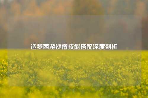 造梦西游沙僧技能搭配深度剖析