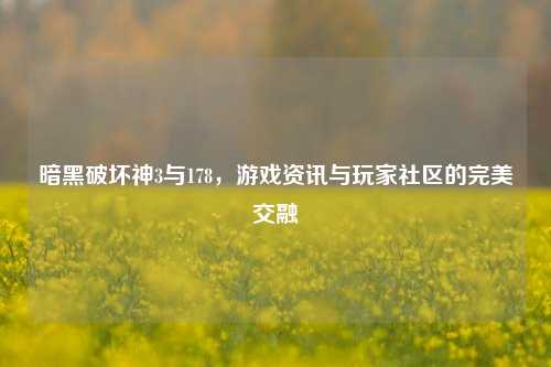 暗黑破坏神3与178,游戏资讯与玩家社区的完美交融