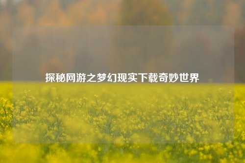探秘网游之梦幻现实下载奇妙世界
