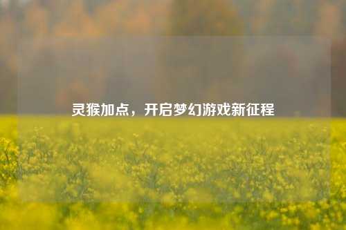 灵猴加点，开启梦幻游戏新征程