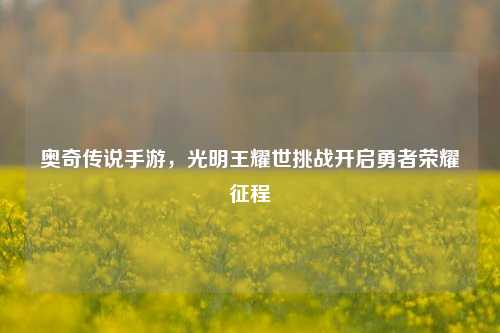 奥奇传说手游，光明王耀世挑战开启勇者荣耀征程